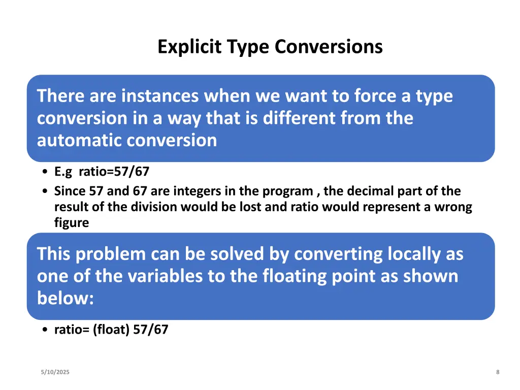 explicit type conversions