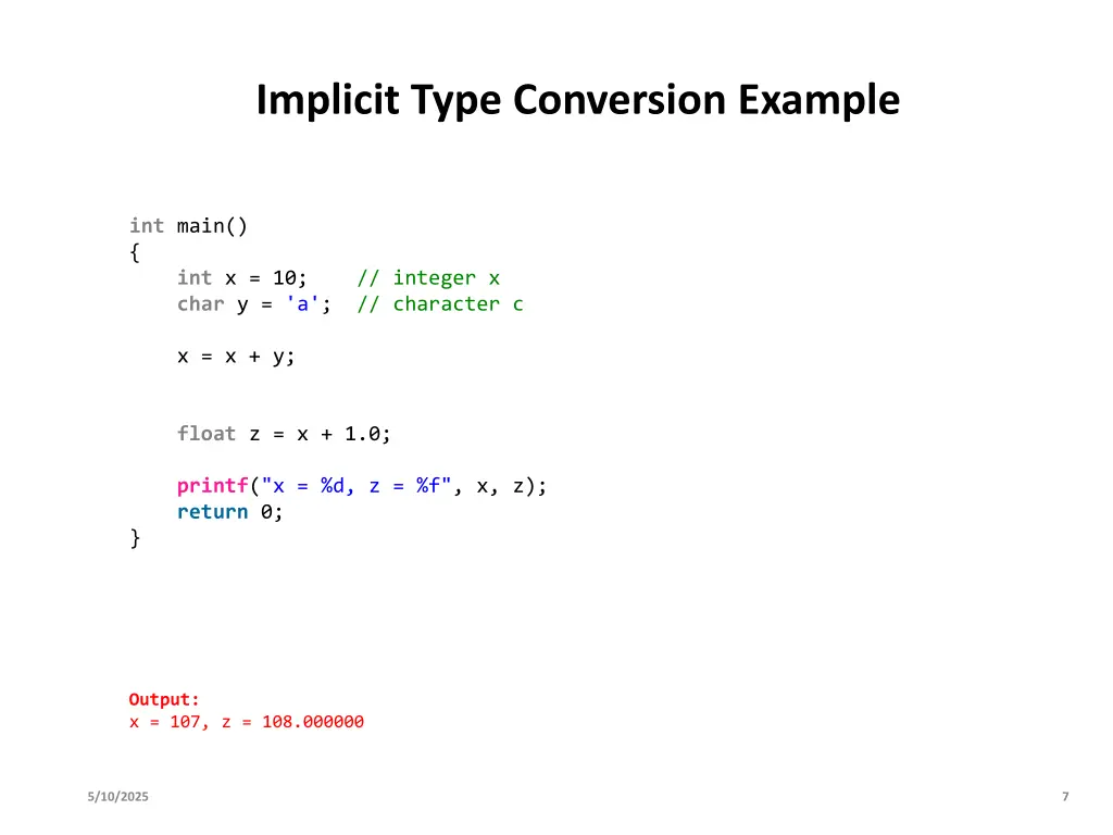 implicit type conversion example