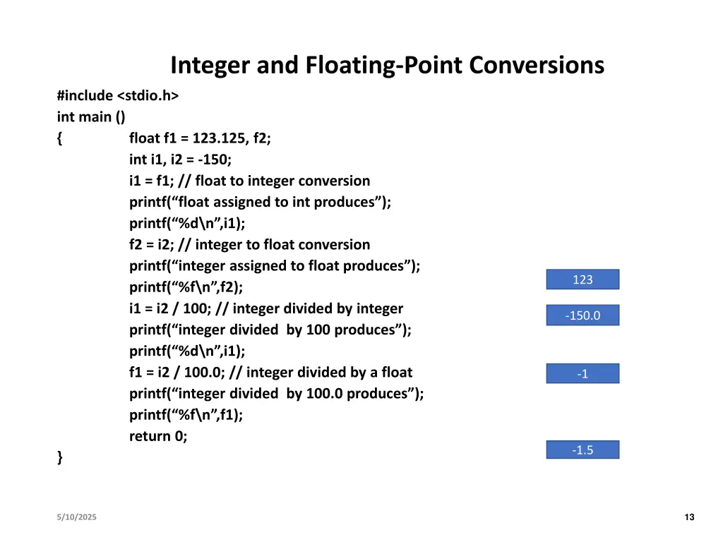integer and floating point conversions 1