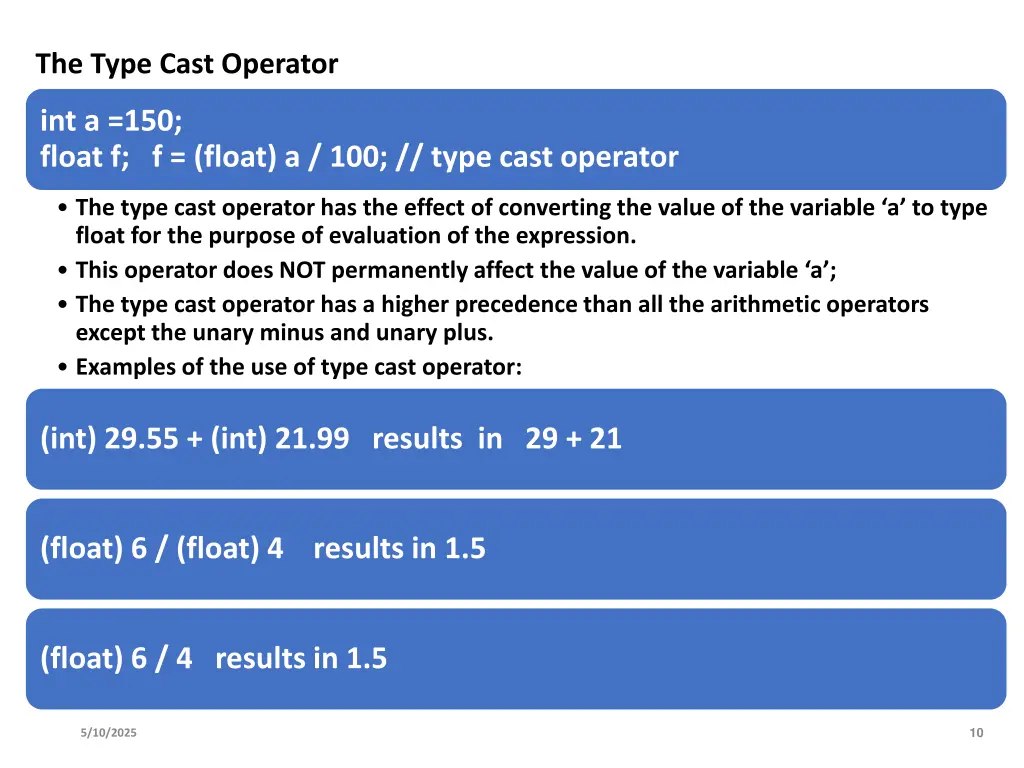 the type cast operator