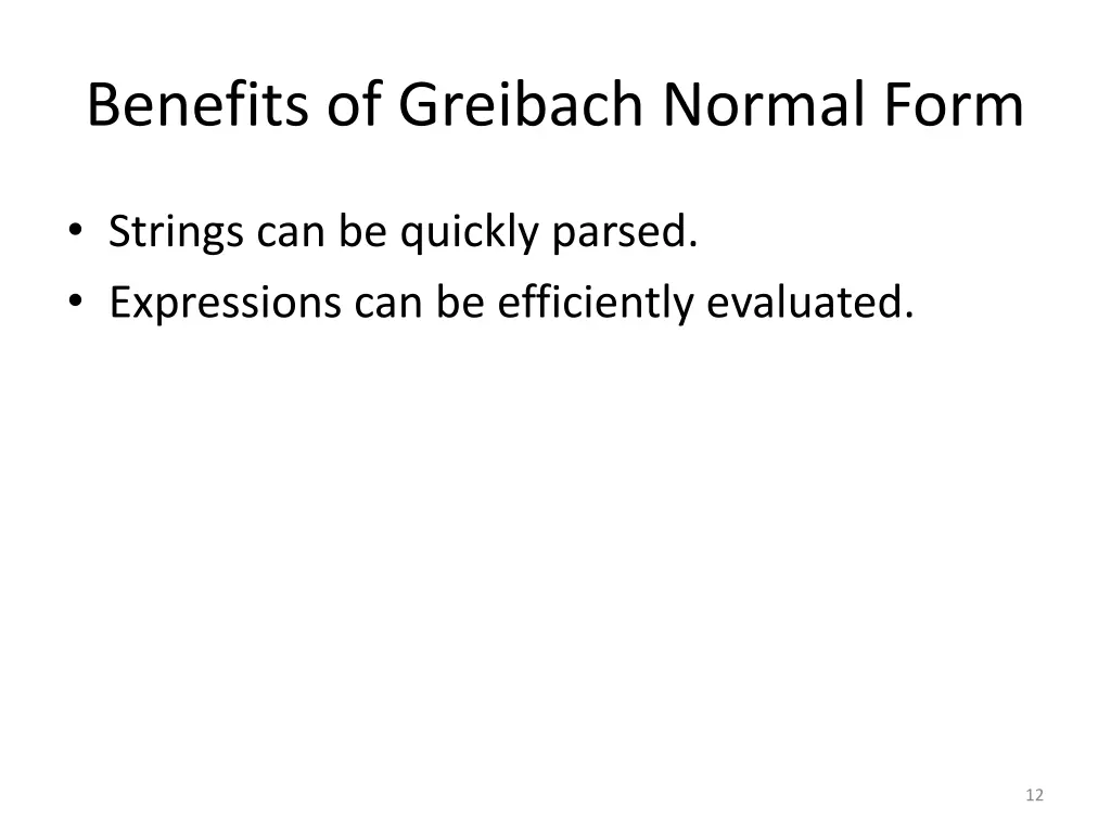 benefits of greibach normal form