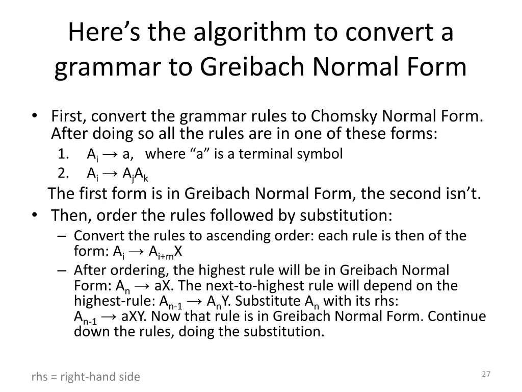 here s the algorithm to convert a grammar