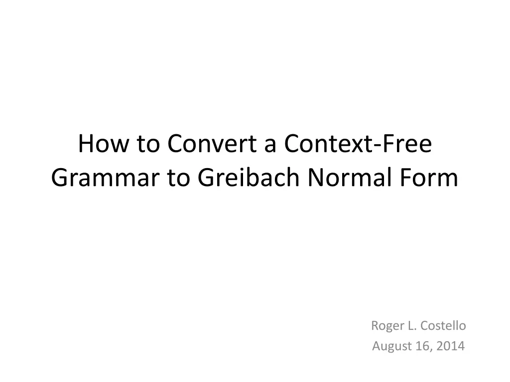 how to convert a context free grammar to greibach