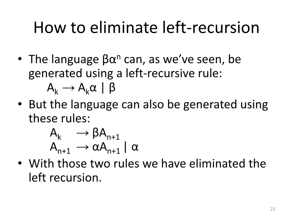 how to eliminate left recursion