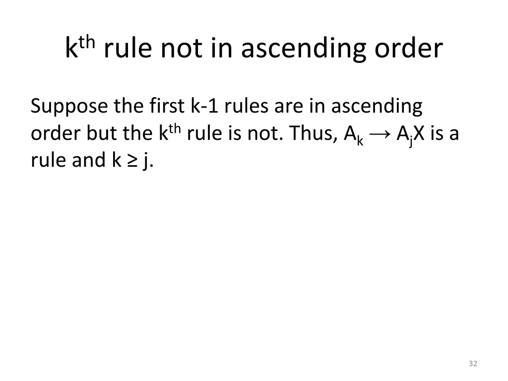 k th rule not in ascending order