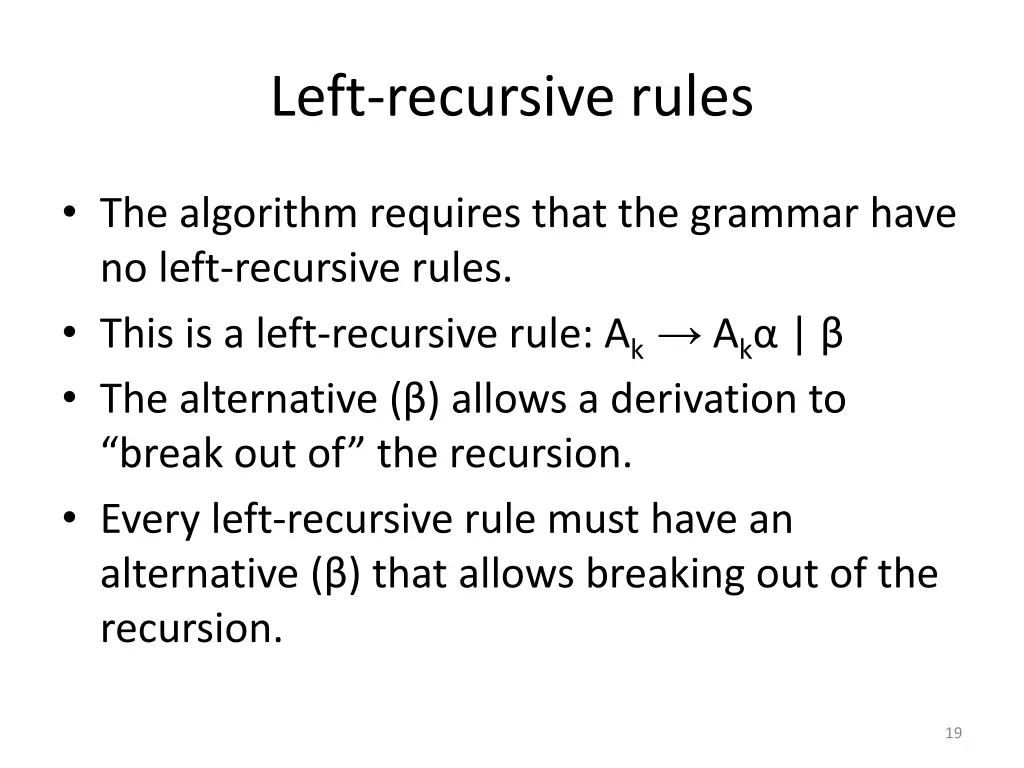 left recursive rules