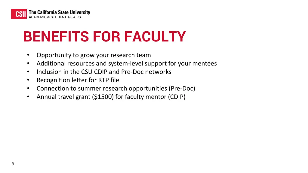 benefits for faculty