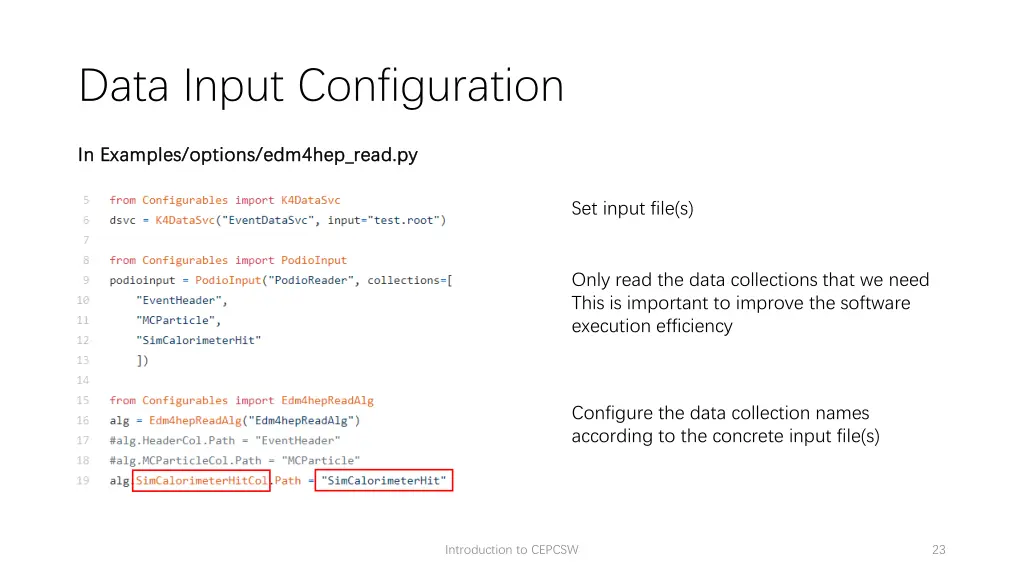 data input configuration