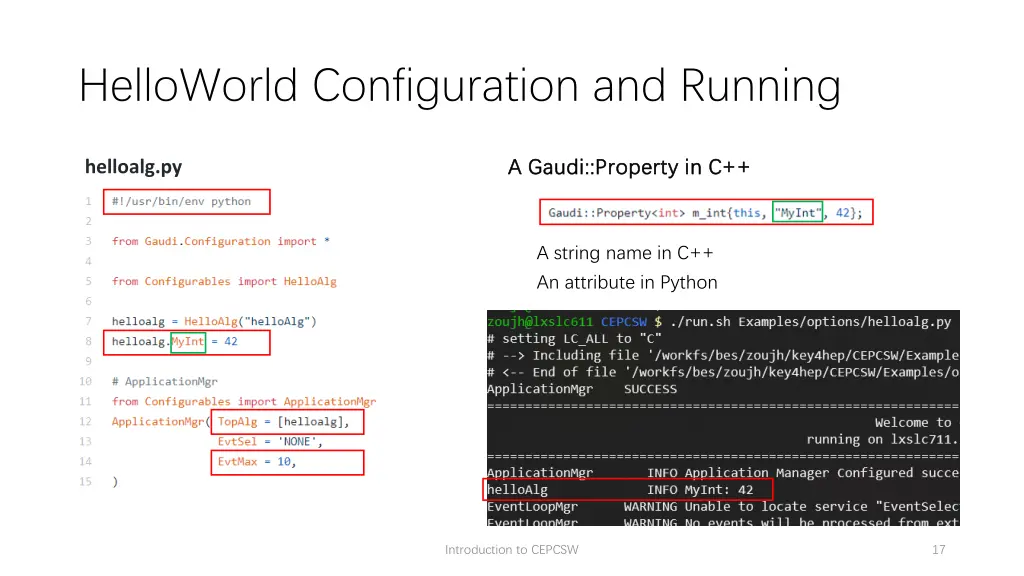 helloworld configuration and running