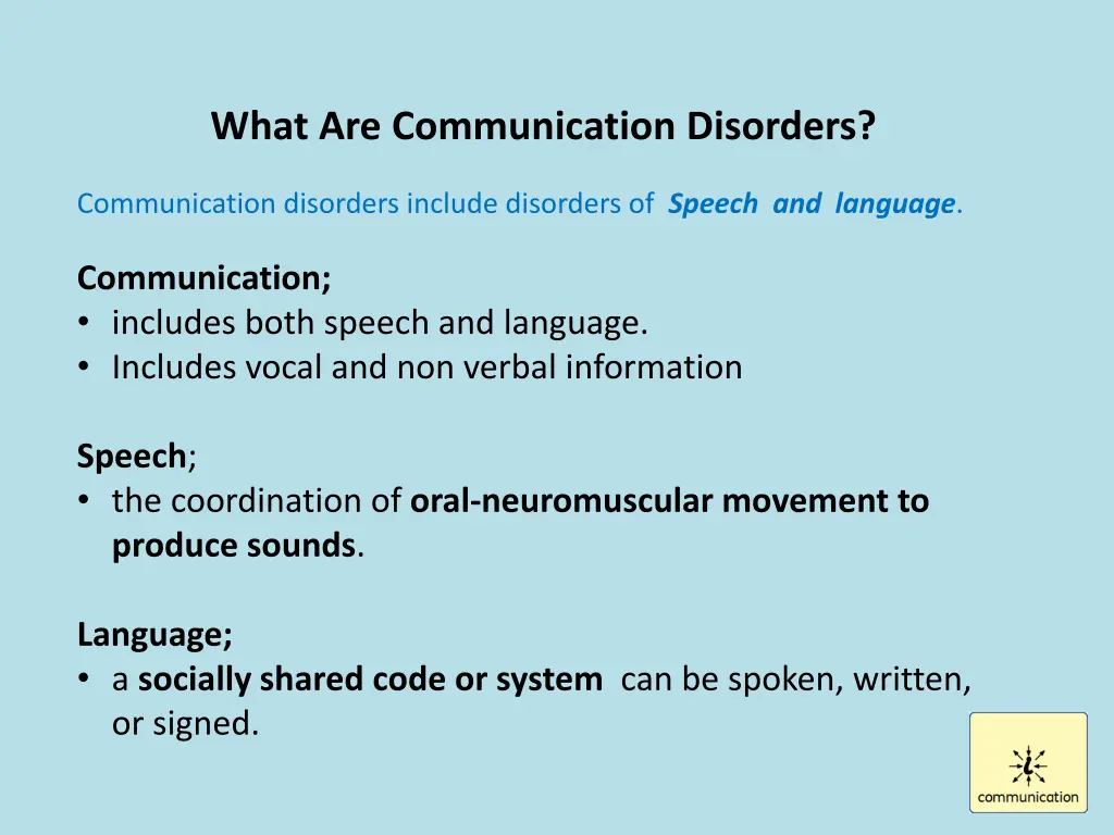 what are communication disorders
