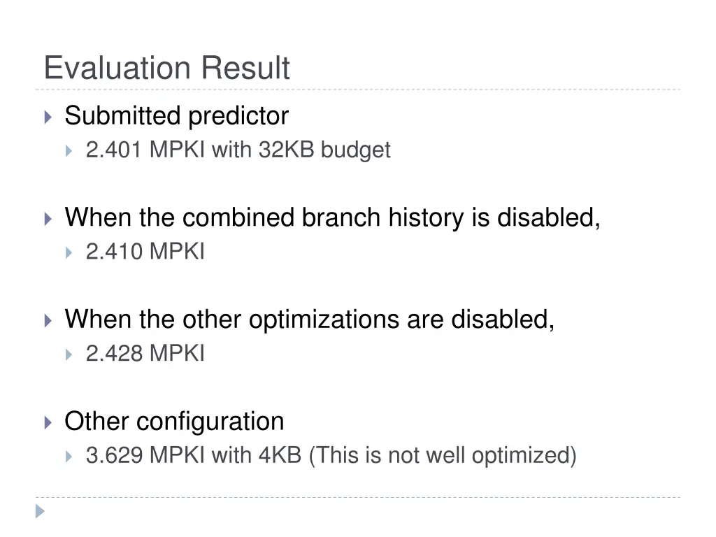 evaluation result