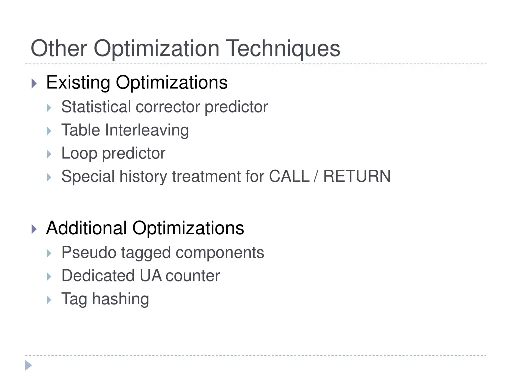 other optimization techniques