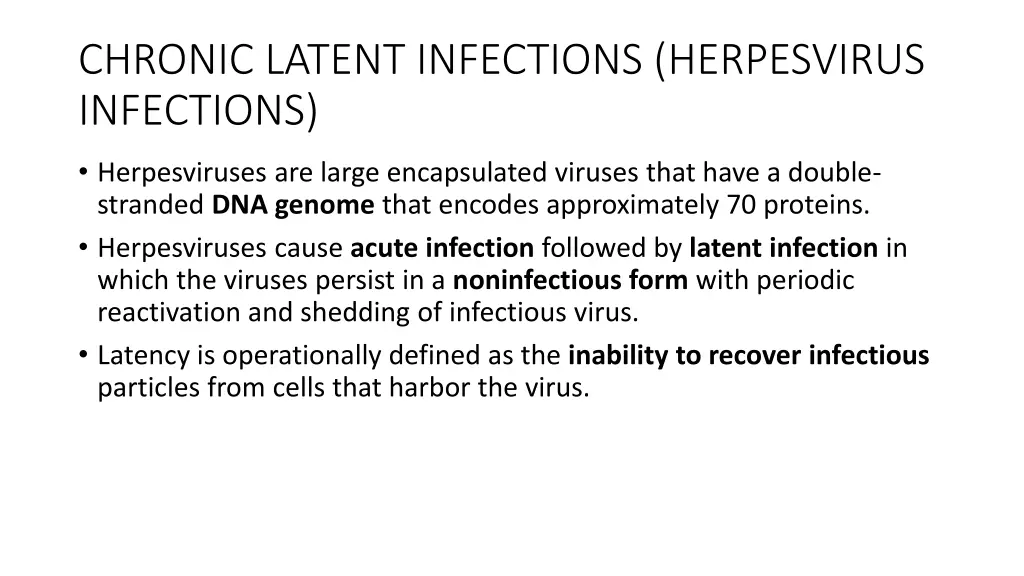 chronic latent infections herpesvirus infections