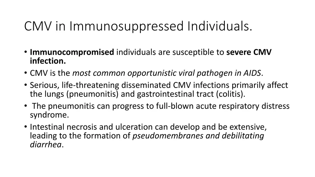 cmv in immunosuppressed individuals