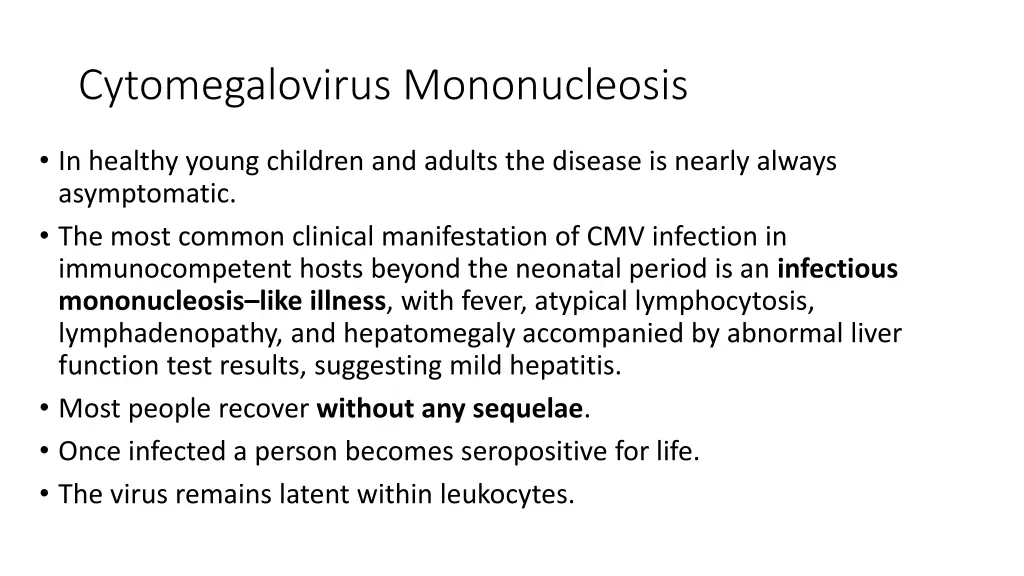 cytomegalovirus mononucleosis