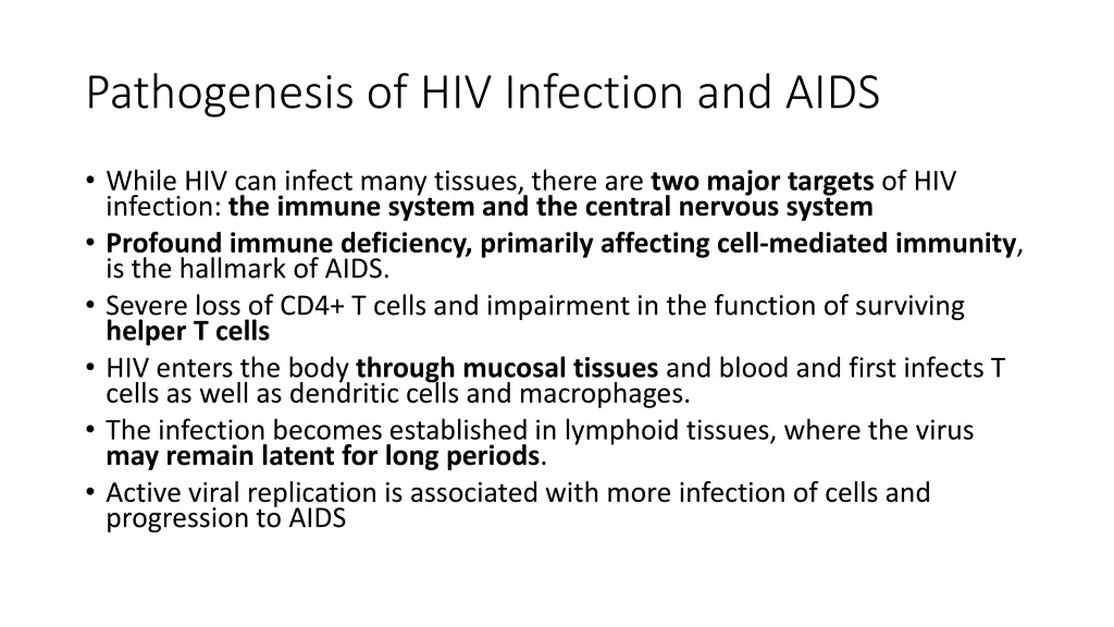 pathogenesis of hiv infection and aids