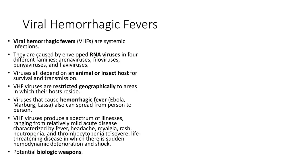 viral hemorrhagic fevers