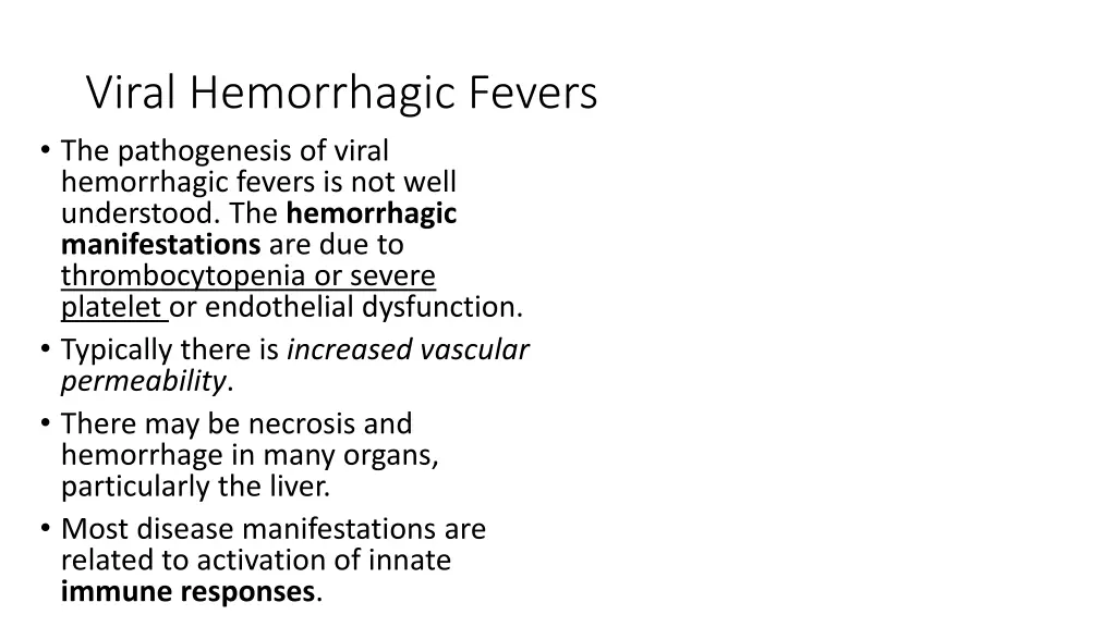 viral hemorrhagic fevers the pathogenesis