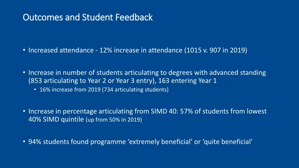 outcomes and student feedback outcomes