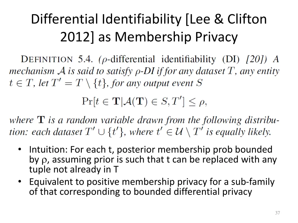 differential identifiability lee clifton 2012