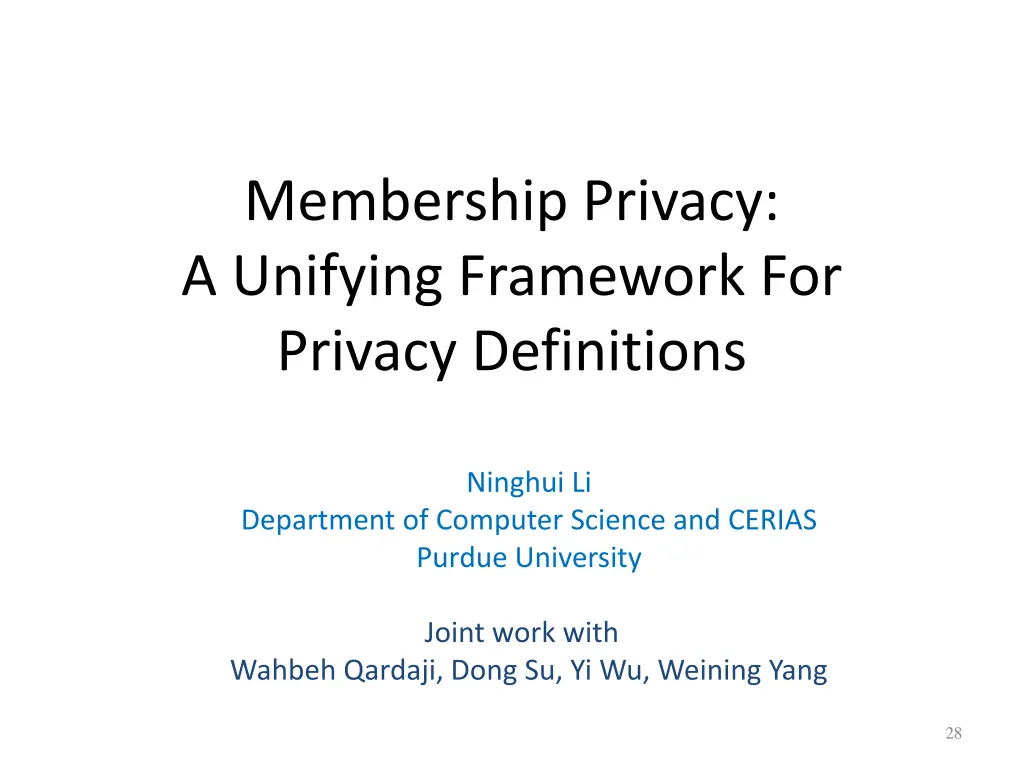 membership privacy a unifying framework