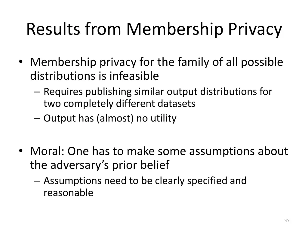 results from membership privacy
