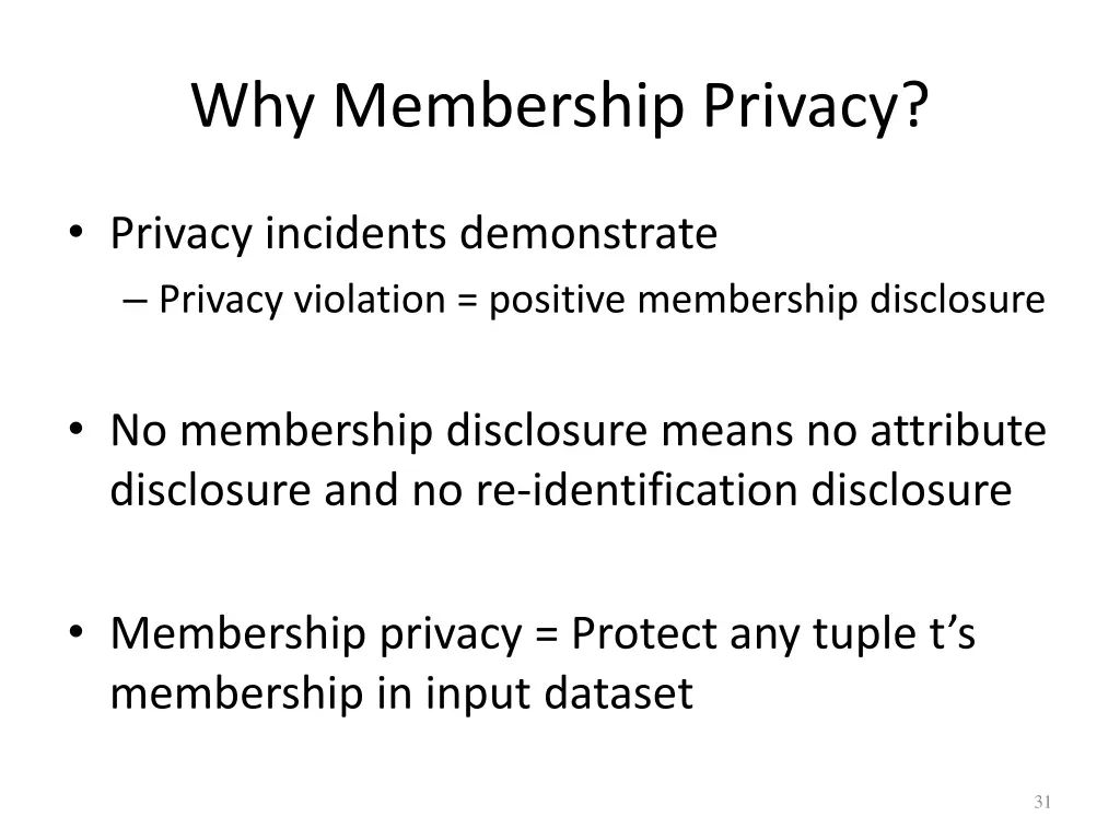 why membership privacy