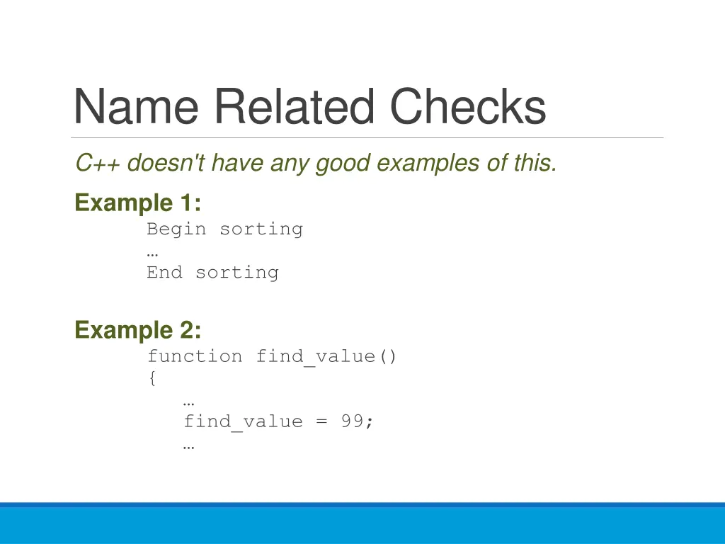 name related checks