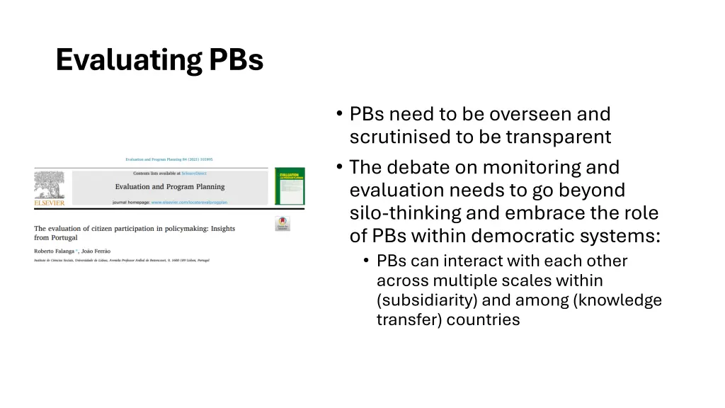 evaluatingpbs
