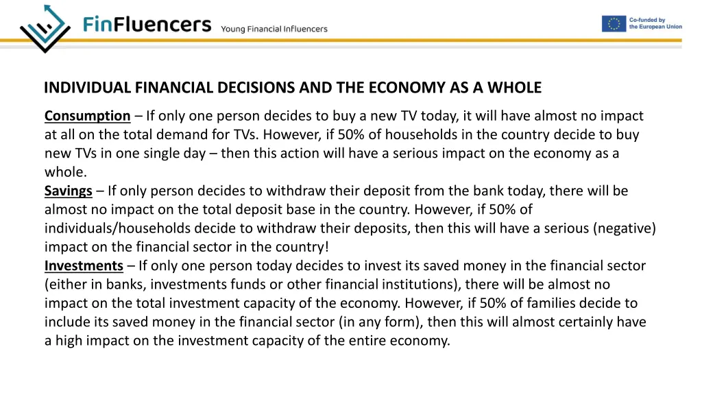 individual financial decisions and the economy