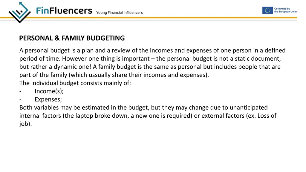 personal family budgeting