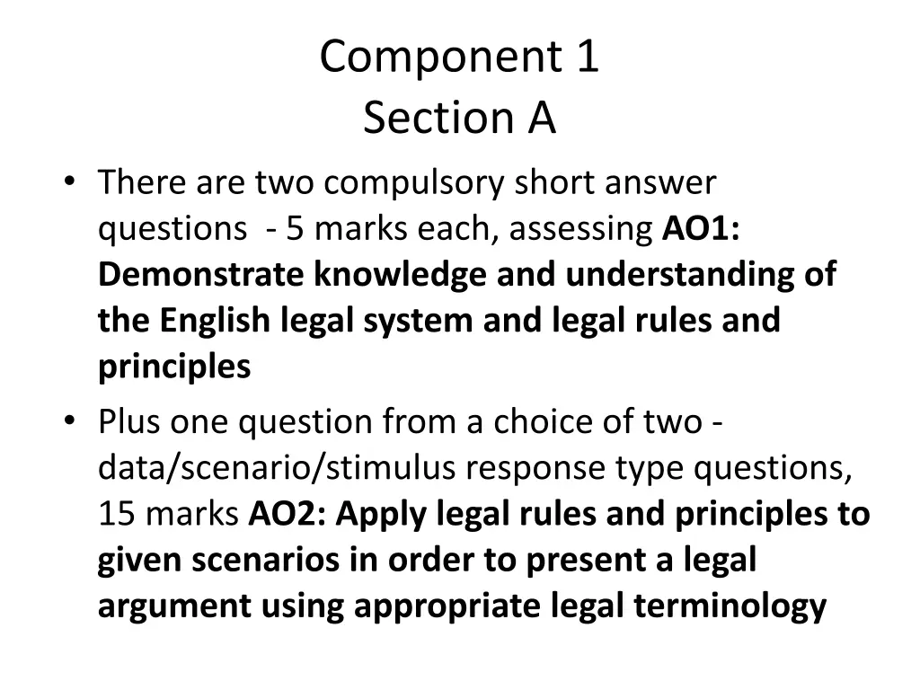 component 1 section a