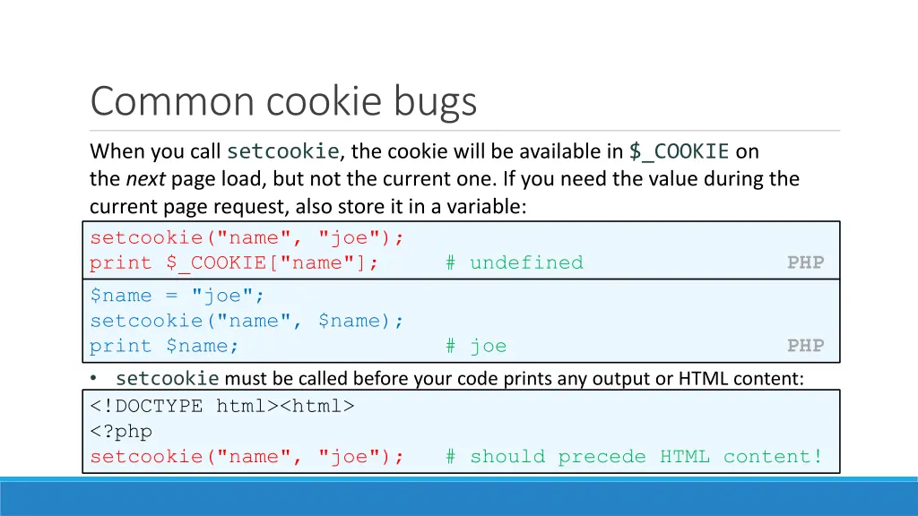 common cookie bugs