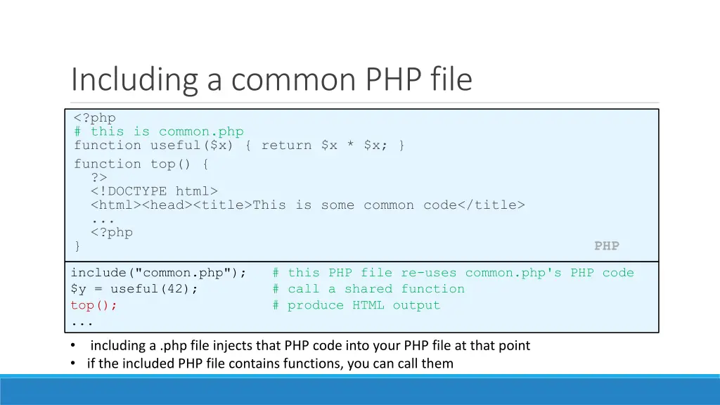 including a common php file