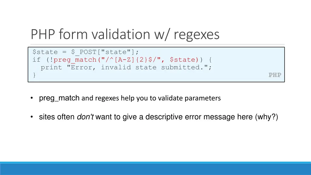 php form validation w regexes