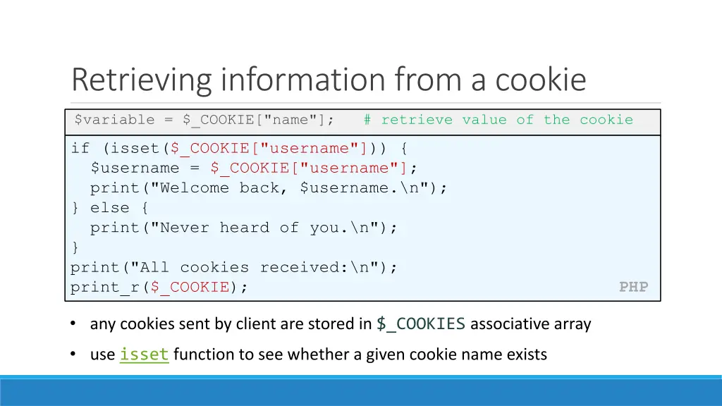 retrieving information from a cookie