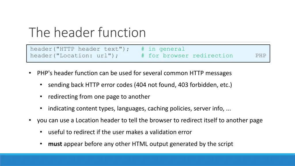 the header function