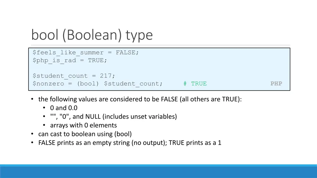 bool boolean type
