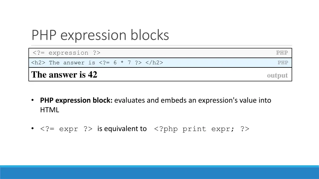 php expression blocks
