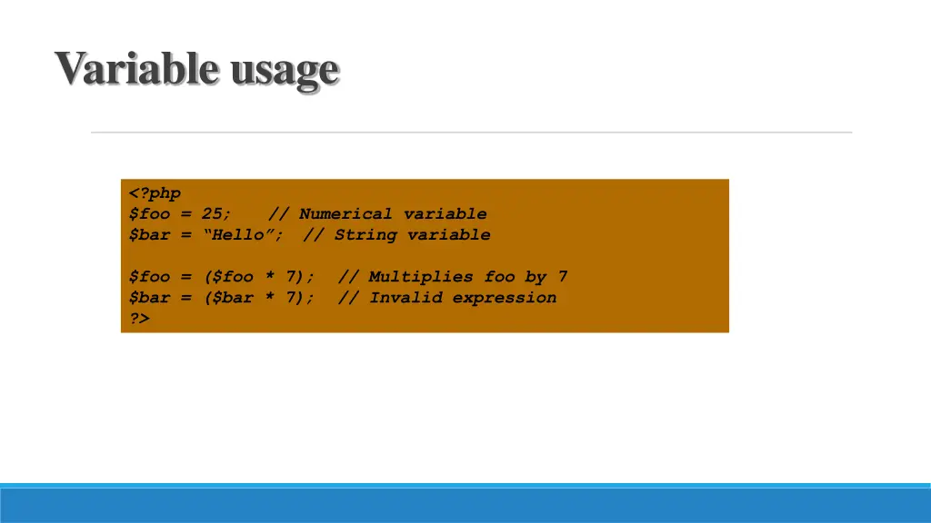 variable usage