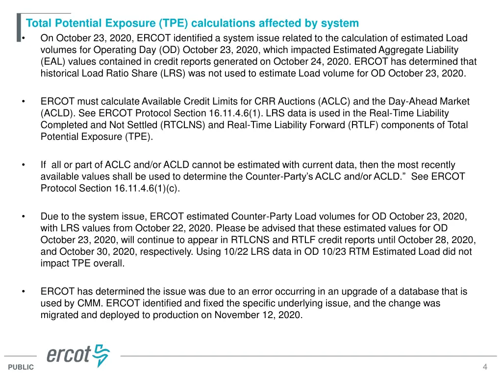 total potential exposure tpe calculations