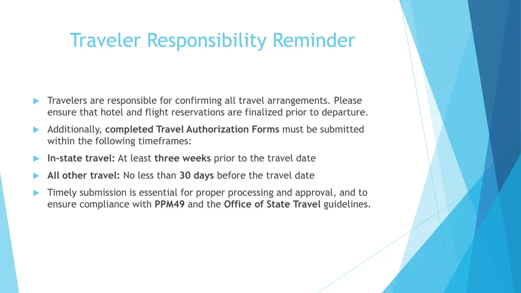 traveler responsibility reminder