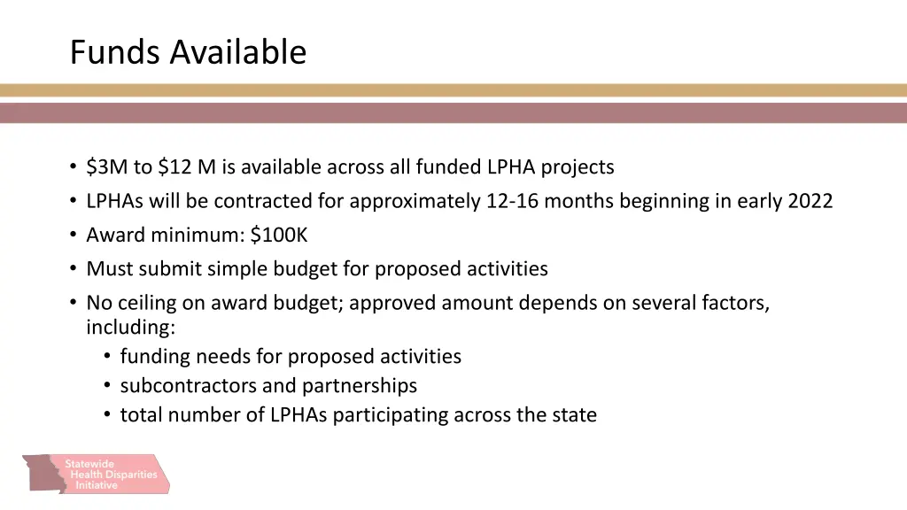 funds available