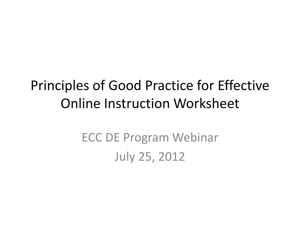principles of good practice for effective online