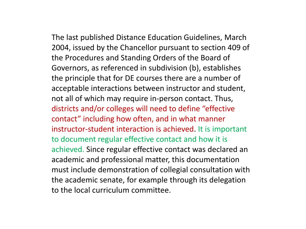 the last published distance education guidelines