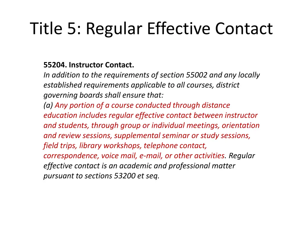 title 5 regular effective contact