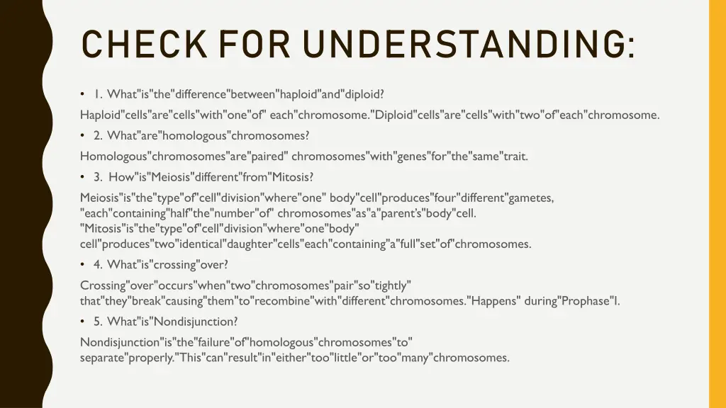 check for understanding