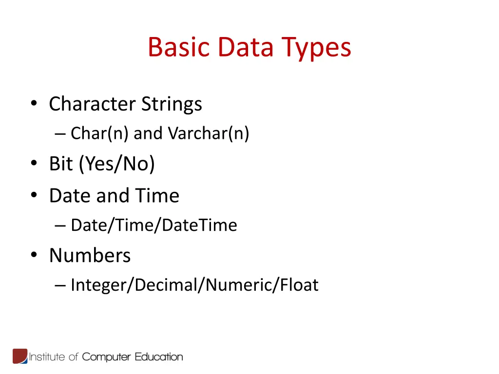 basic data types