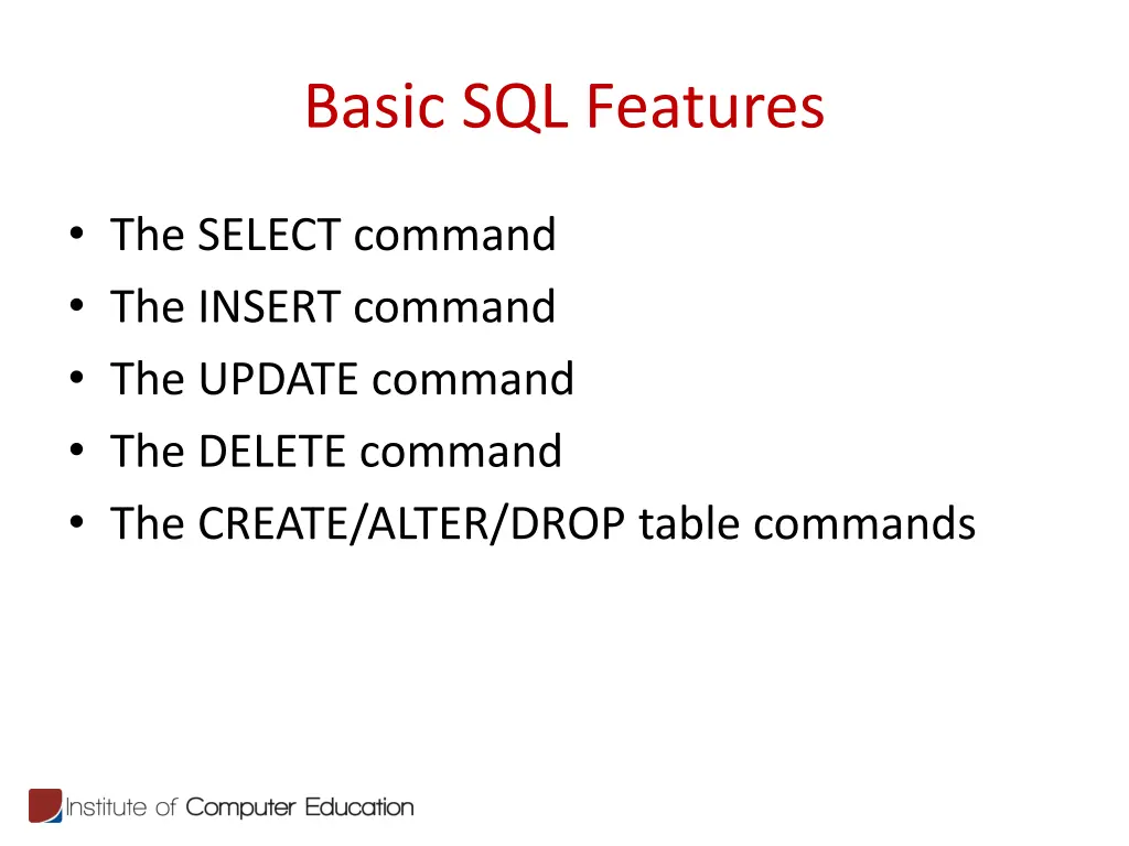 basic sql features