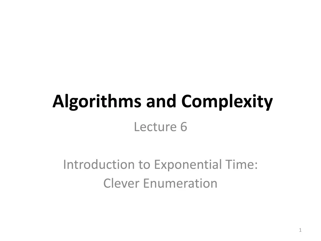 algorithms and complexity